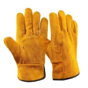 Men Work Gloves Soft Cowhide Hunting Driving Farm Garden Welding Security Protection Safety