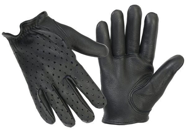 Men's Police Style Perforated Gloves - Black