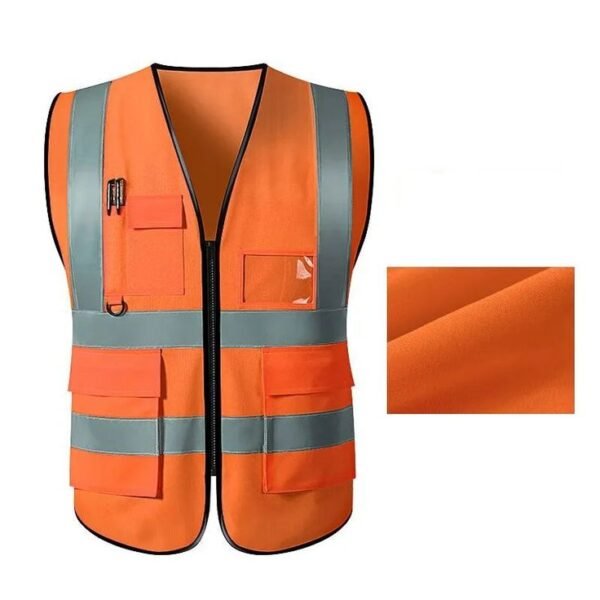 Unisex High Visibility Sleeveless Waistcoat with reflective stripes_ Ideal for Security, Warehouse Workers,Orange